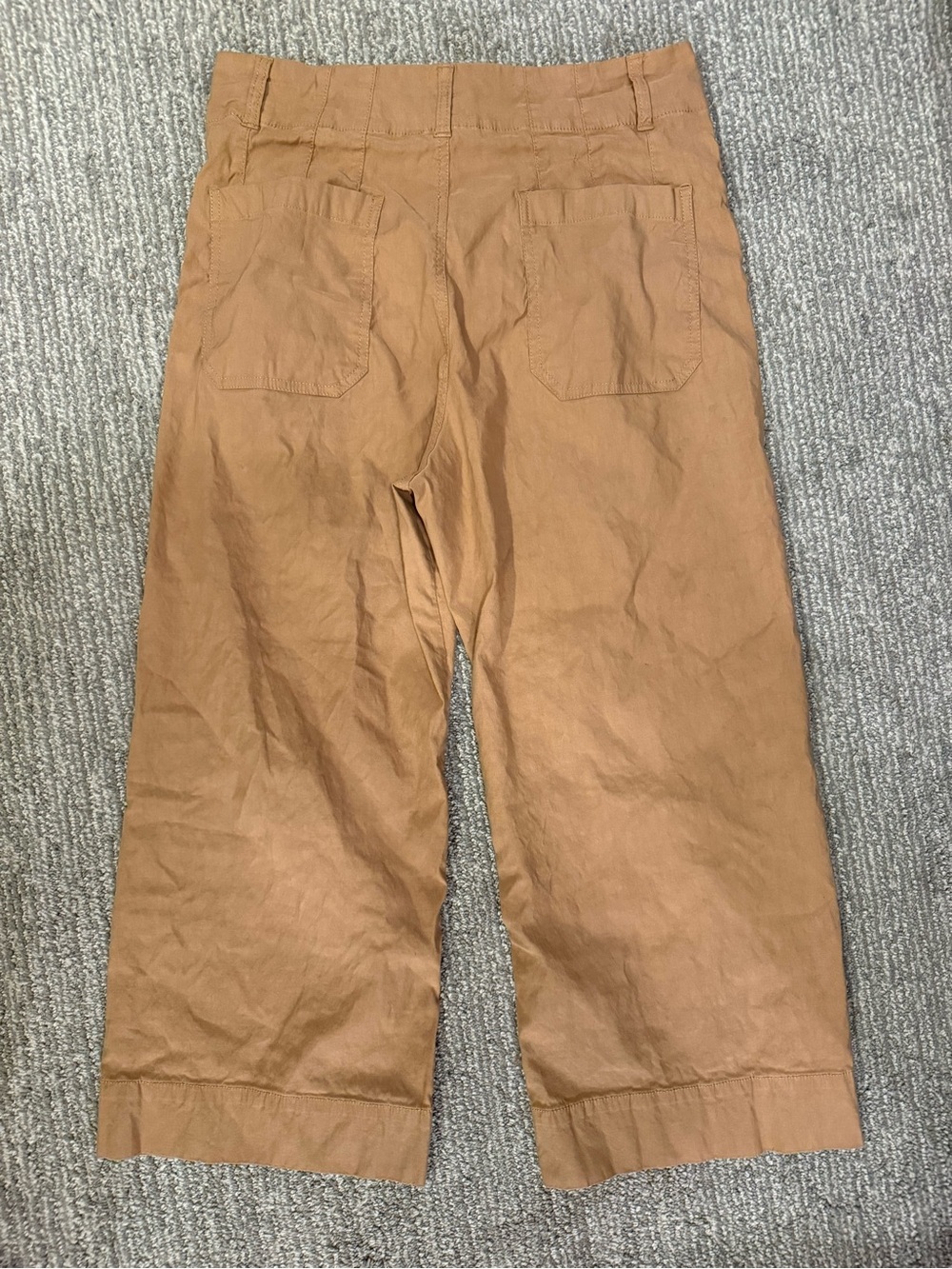 Maeve The Colette Pants 32P Camel Linen Blend Wide Leg Crop Utility Anthropologi - Picture 5 of 5